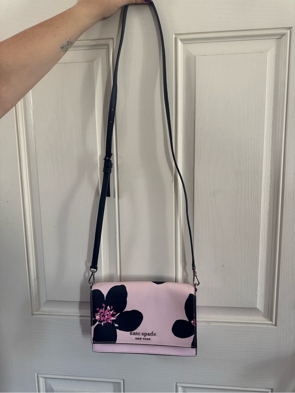 kate spade Pink and Black Floral Crossbody Bag